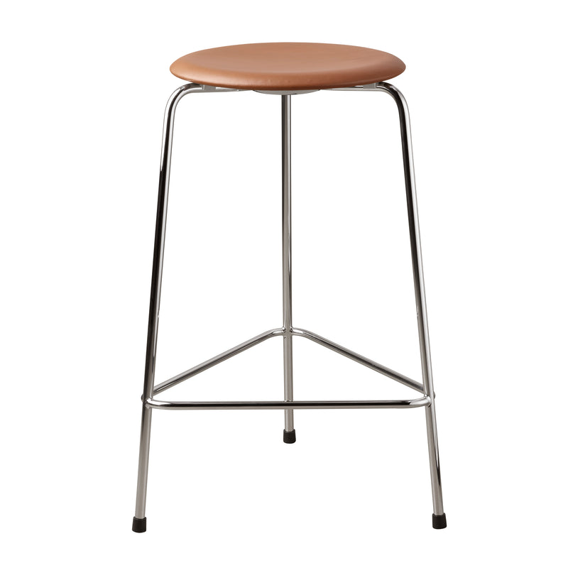 Fritz Hansen - Dot Barhocker | Leder walnuss / Höhe 65 cm / 3-beinig
