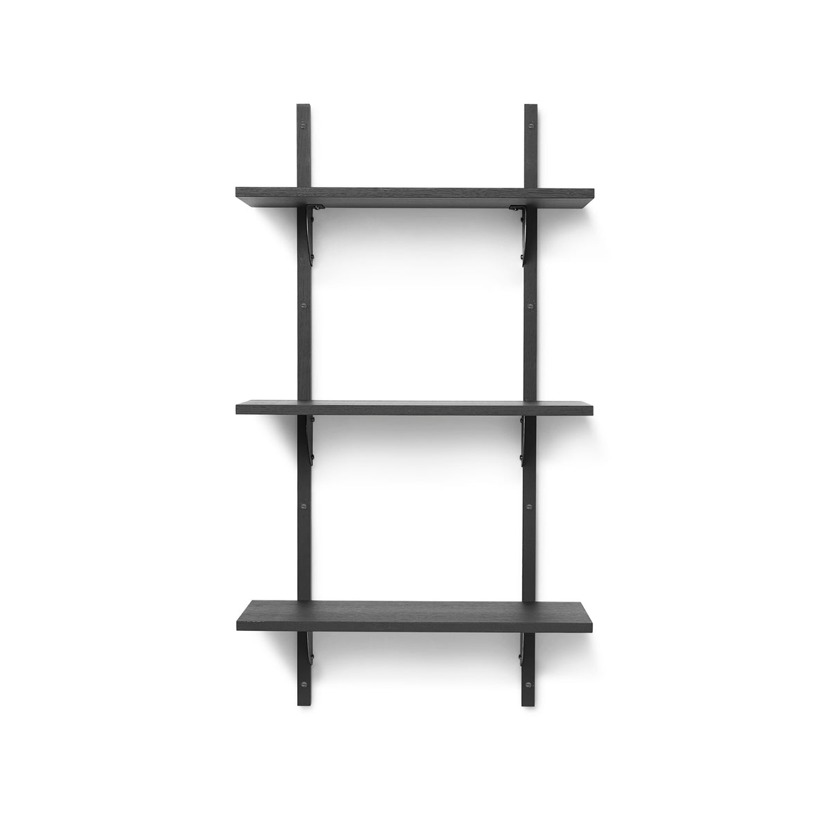 Ferm Living - Sector Wandregal single | 3 Regalböden / Esche schwarz/Messing schwarz / 54 cm