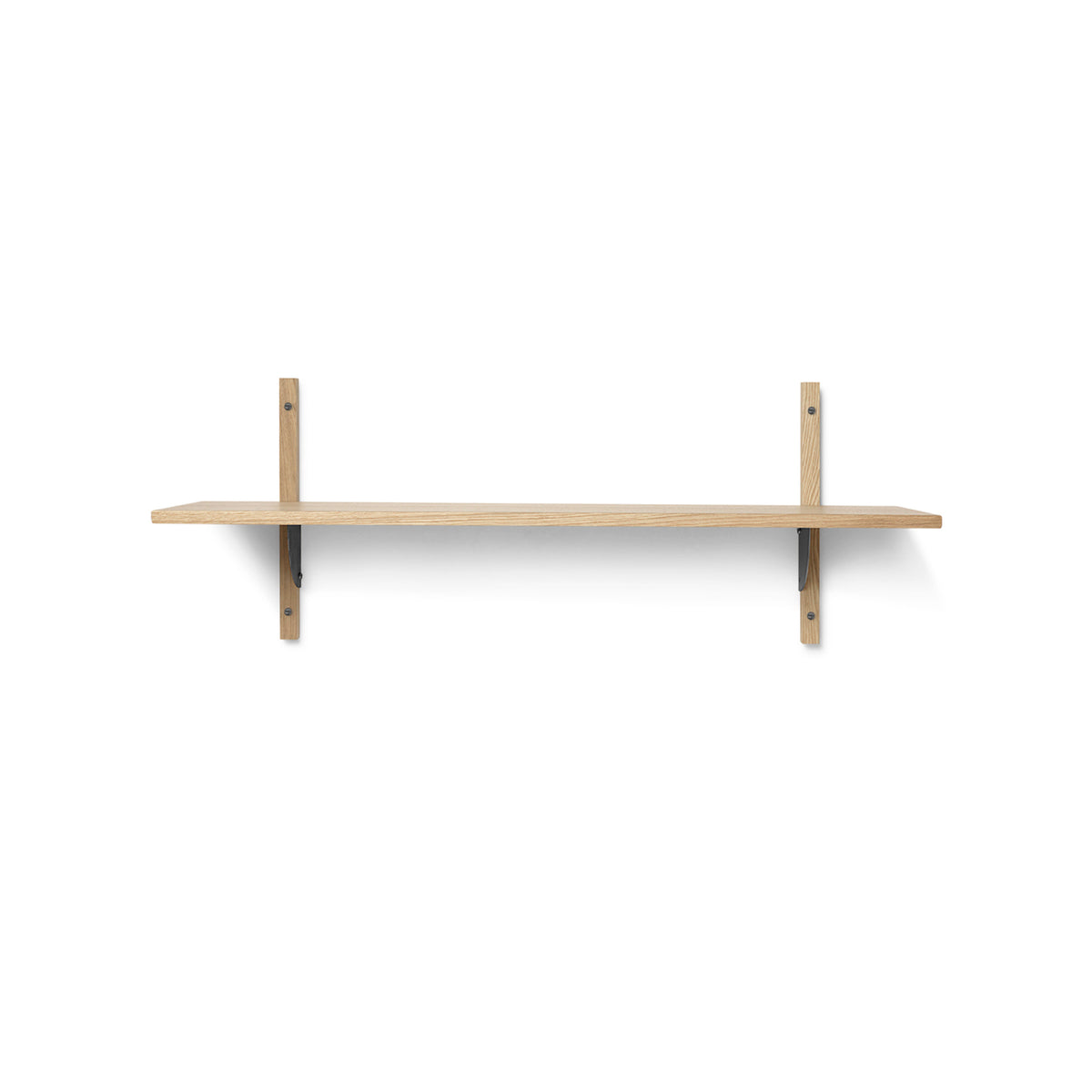 Ferm Living - Sector Wandregal single | 1 Regalboden / Eiche/Messing schwarz / 87 cm