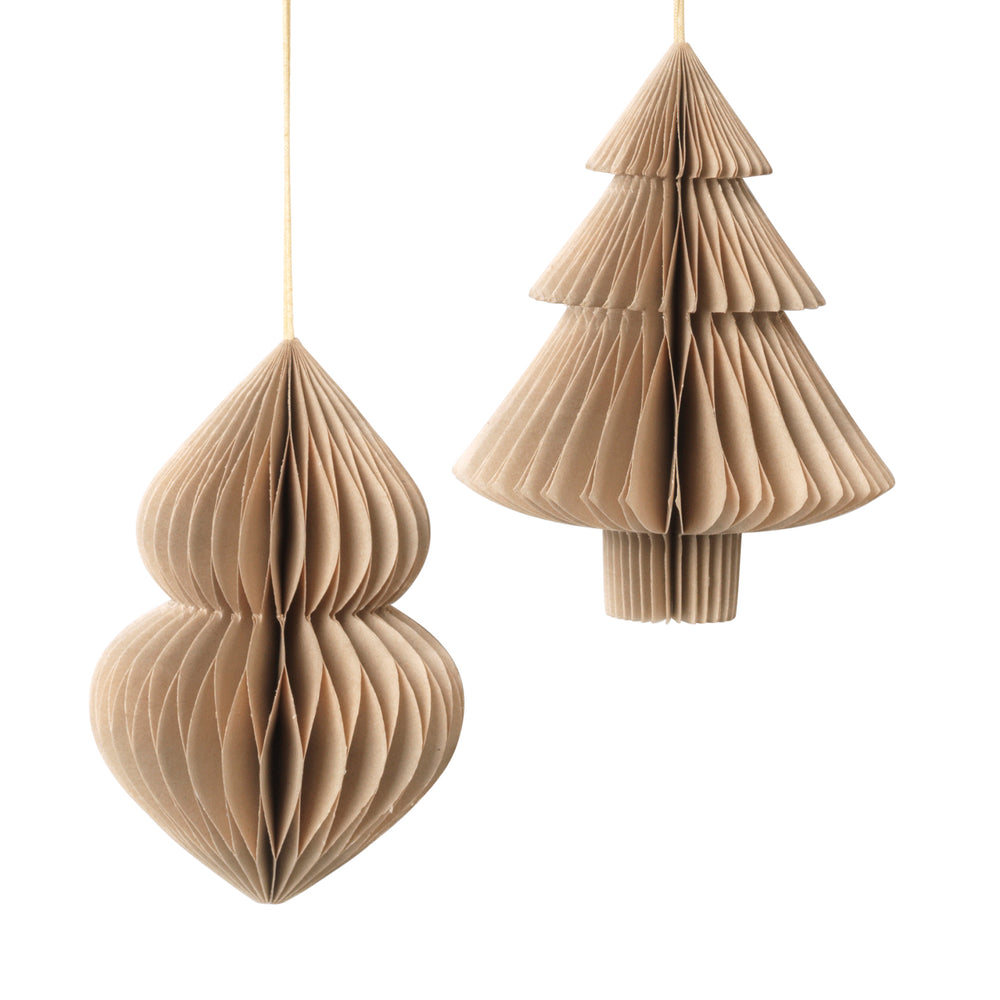 Broste Copenhagen - Christmas Mix Deko-Anhänger | 2er-Set (Tannenbaum & Zapfen) / Ø 13 x H 13 cm / natural brown