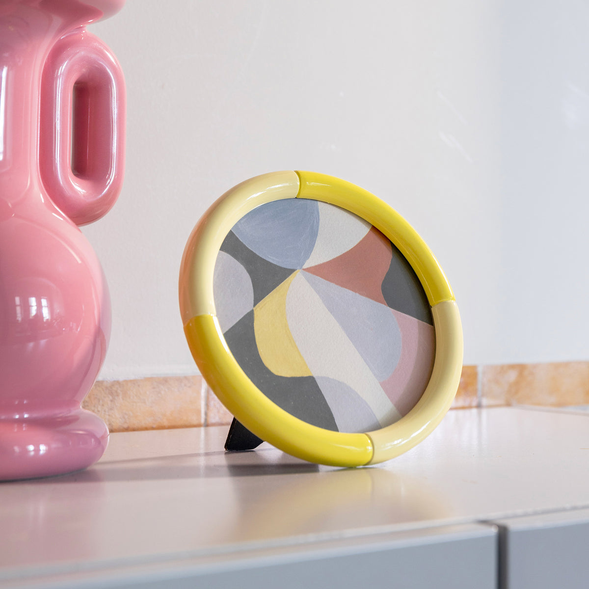 &amp;klevering - Rift Bilderrahmen rund |  Ø 17 cm / gelb