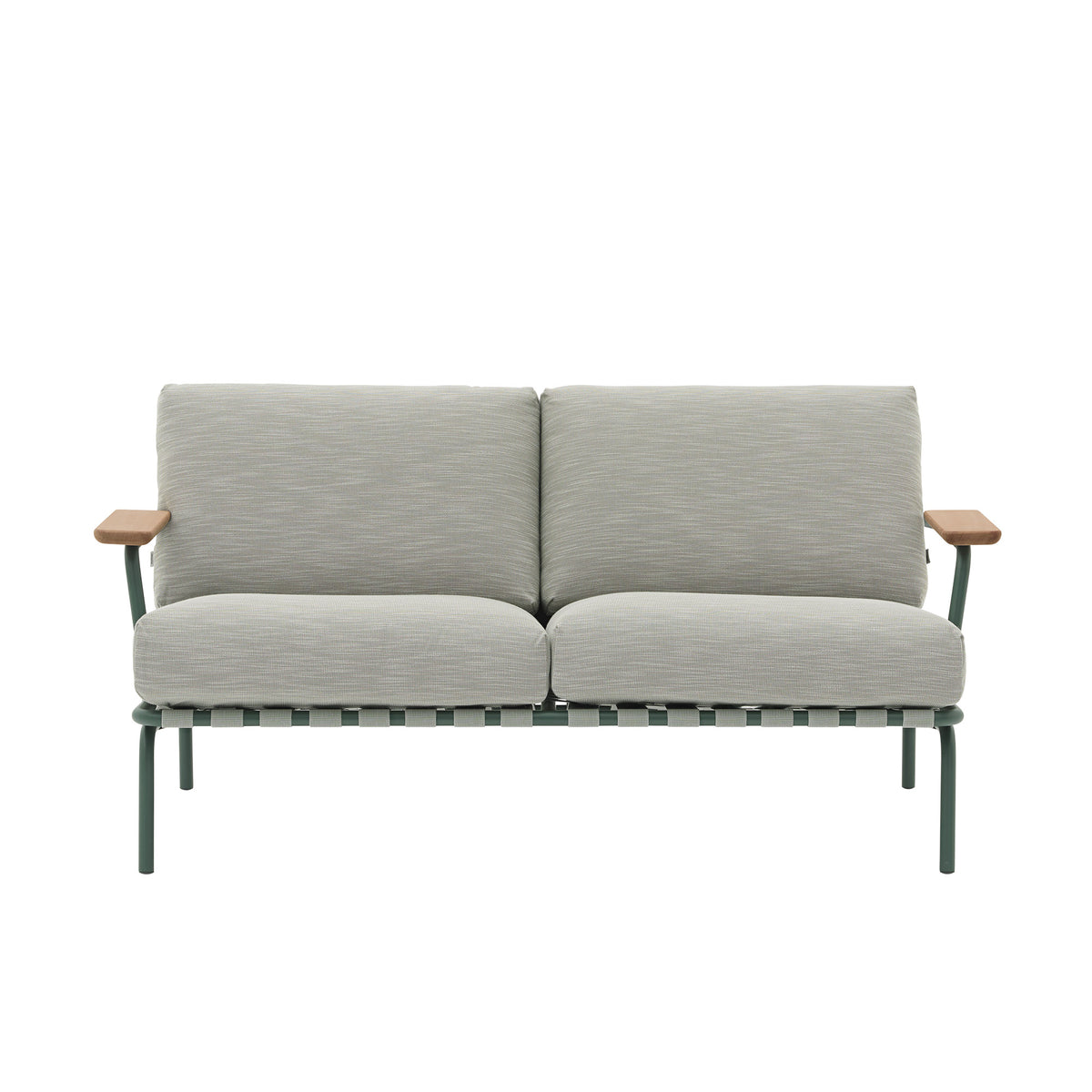 Muuto - Settle Outdoor 2-Sitzer Sofa | grün/dunkelgrün (Stoff Ribbed Weave2)