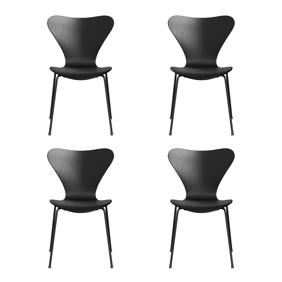 Fritz Hansen - Serie 7 Stuhl Monochrom (4er-Set) | schwarz / Esche schwarz gefärbt