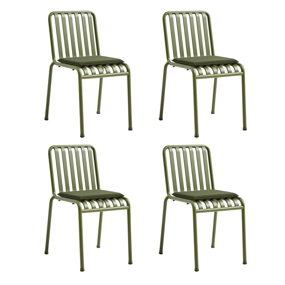 HAY - Palissade Stuhl mit Sitzkissen (4er-Set) | olive
