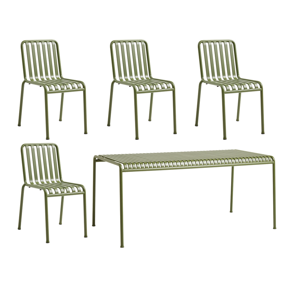 HAY - Palissade Tisch 170 x 90 cm + 4x Chair | olive