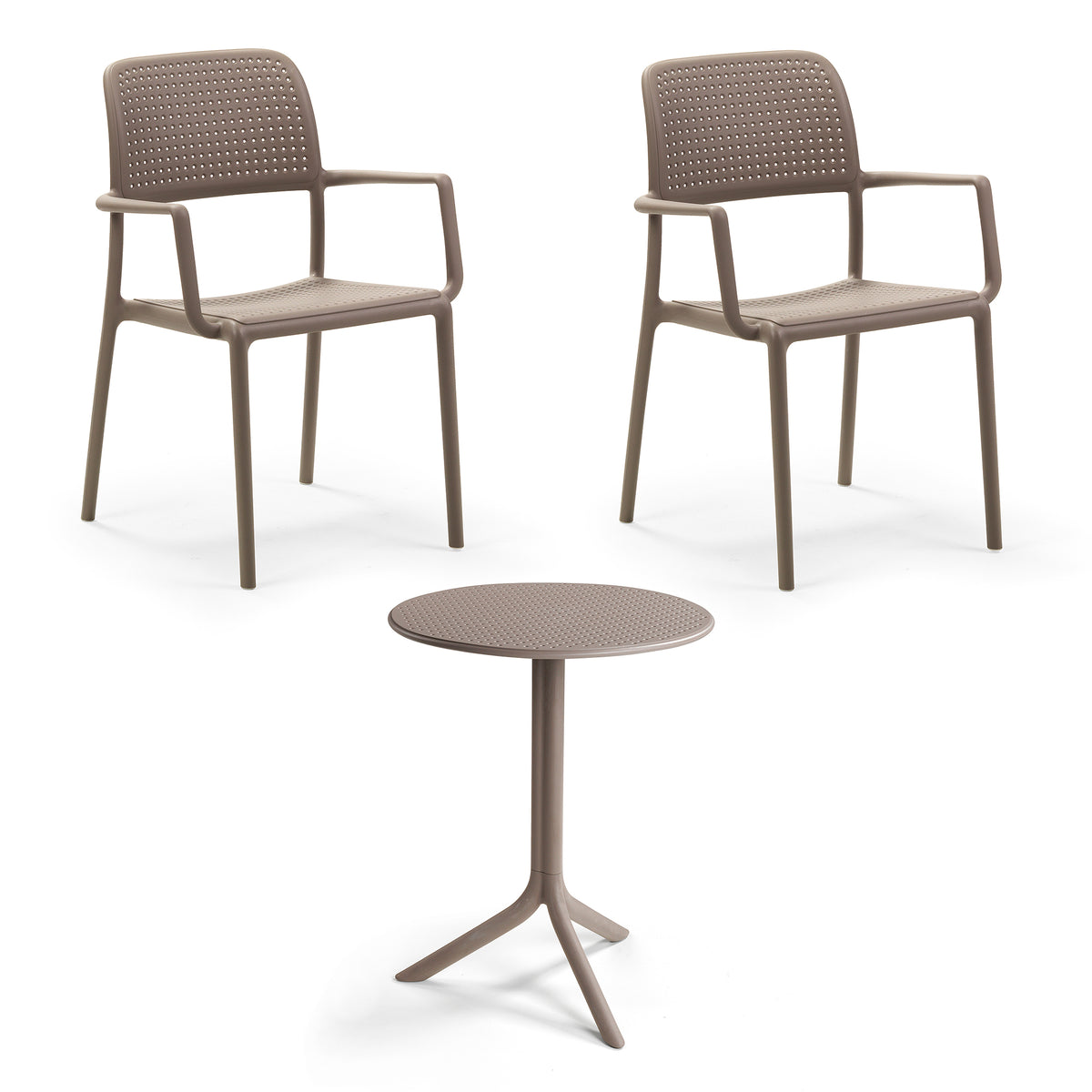 Nardi - Bora Armlehnstuhl (2x) + Step Tisch | tortora