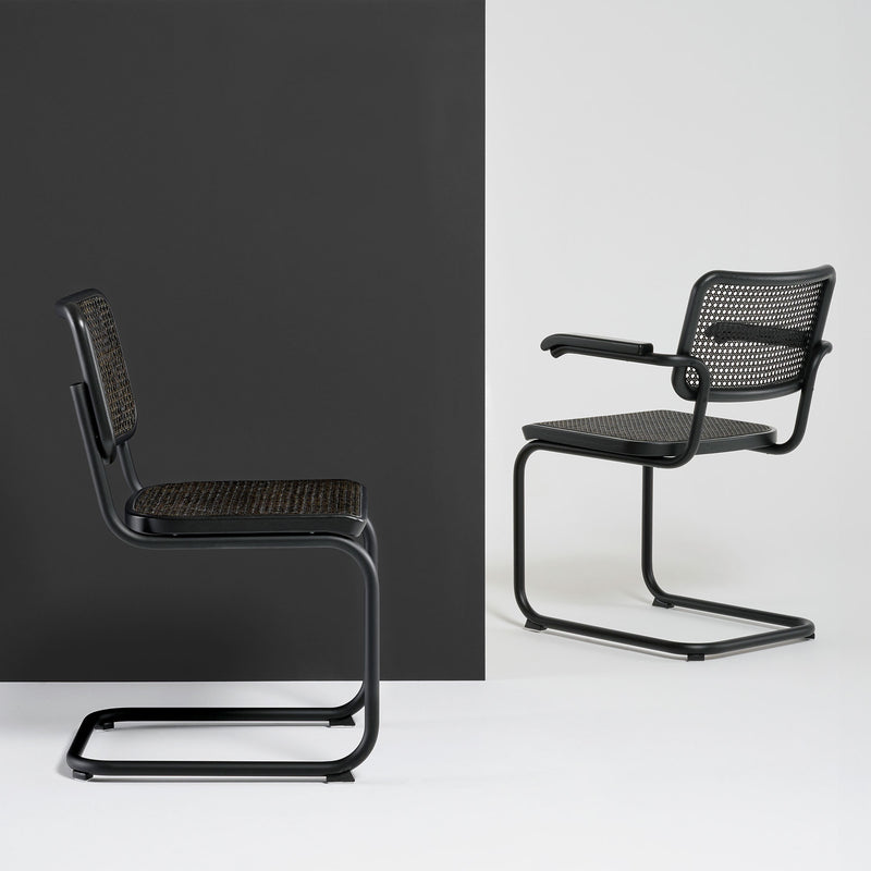 Thonet - S 32 V Stuhl | Geflecht dark / Eiche natur / schwarz