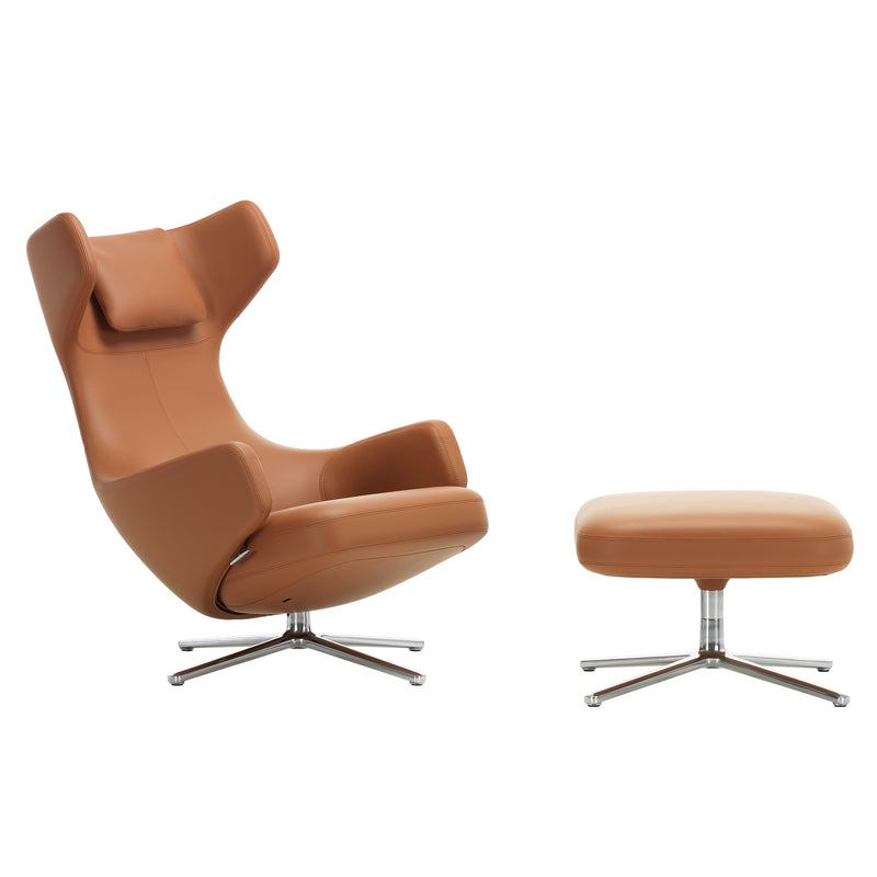 Vitra - Grand Repos Sessel und Ottoman | Leder Premium F 97 cognac