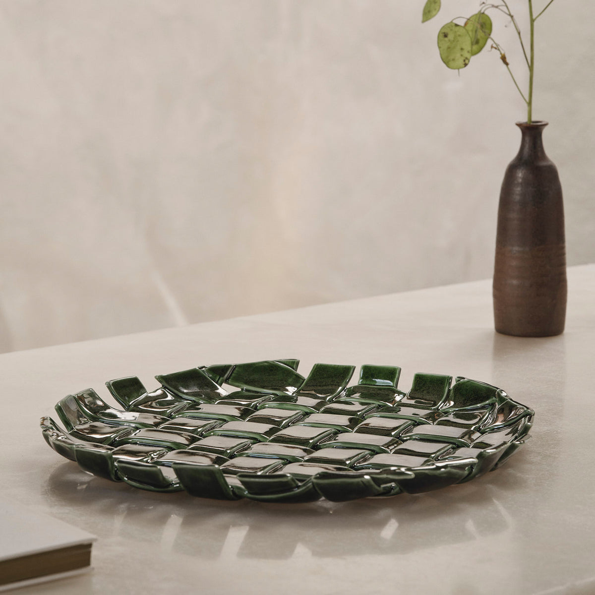 Ferm Living - Plait Servierplatte | emerald green