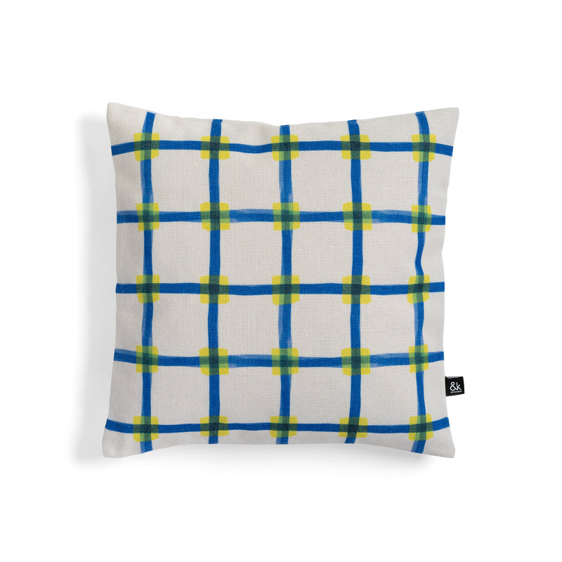 &amp;klevering - Clash Kissen | blau / gelb